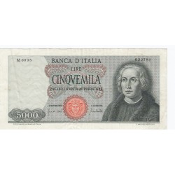 5000 LIRE COLOMBO I TIPO  DEL 20 GENNAIO 1970 